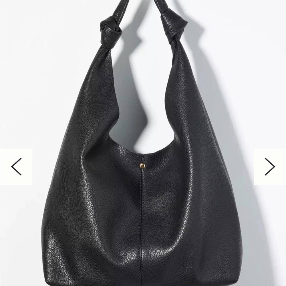 Anthropologie Black Leather Hobo Bag